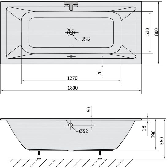 Polysan Krysta obdélníková vana slim 180x80 cm bílá 71710S Absulo cz