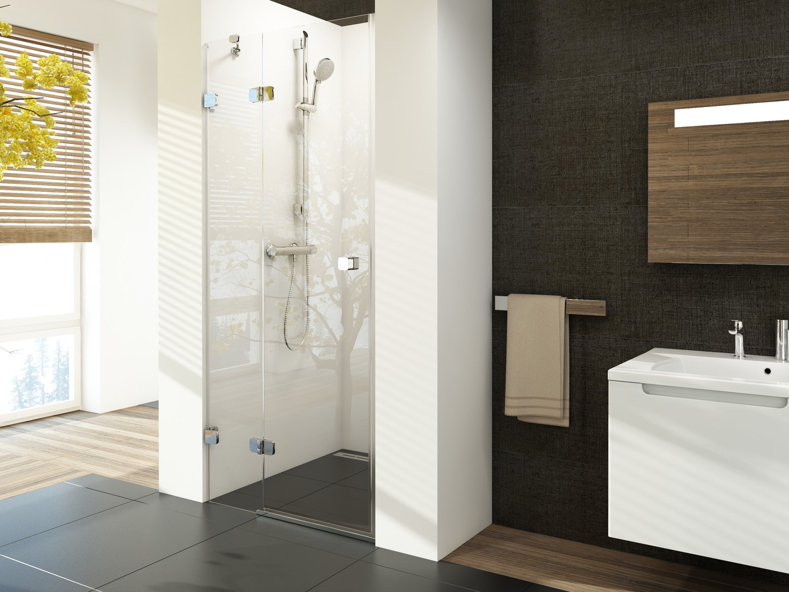 Ravak Brillant sprchové dveře 90 cm sklopné chrom lesk/průhledné sklo 0UL7AA00Z1