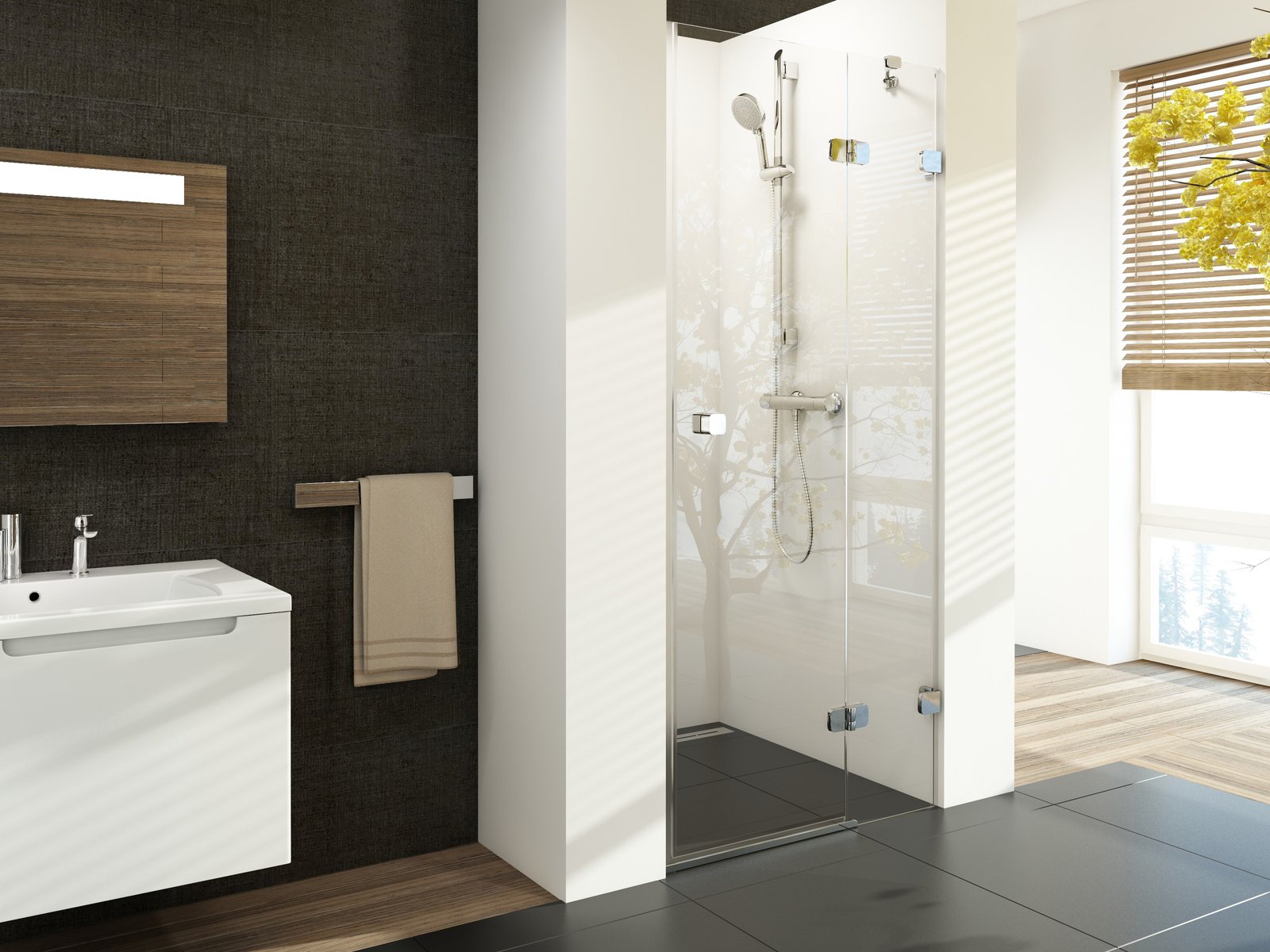 Ravak Brillant sprchové dveře 90 cm sklopné chrom lesk/průhledné sklo 0UP7AA00Z1