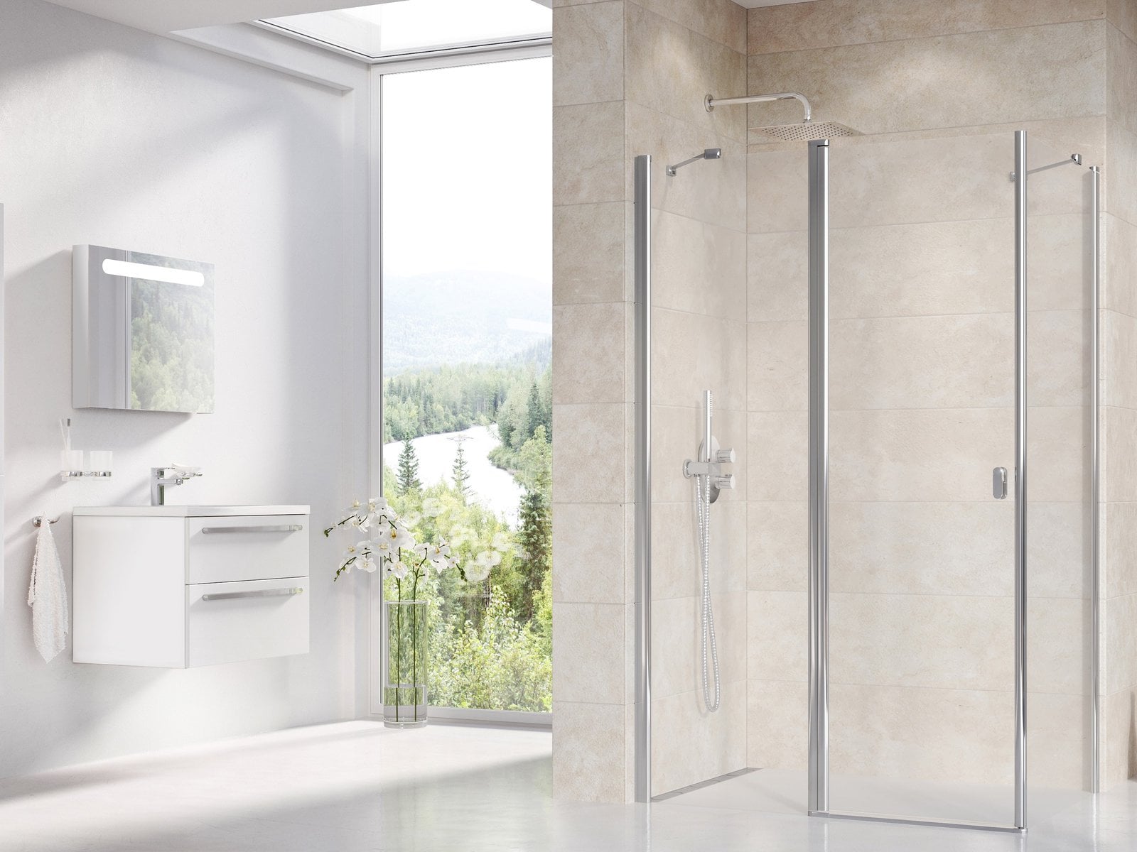 Ravak Chrome sprchové dveře 110 cm sklopné hliník lesk/průhledné sklo 1QVD0C00Z1