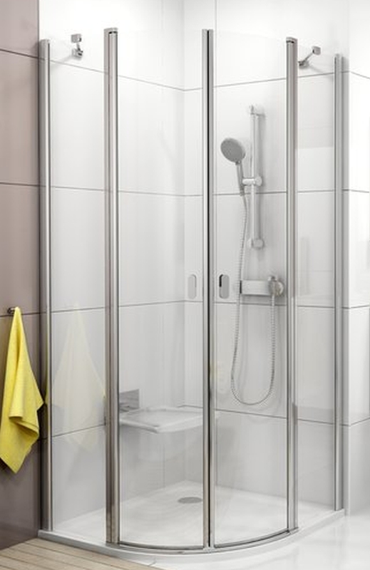 Ravak Chrome sprchový kout 80x80 cm půlkulatá bílá lesk/průhledné sklo 3Q140100Z1