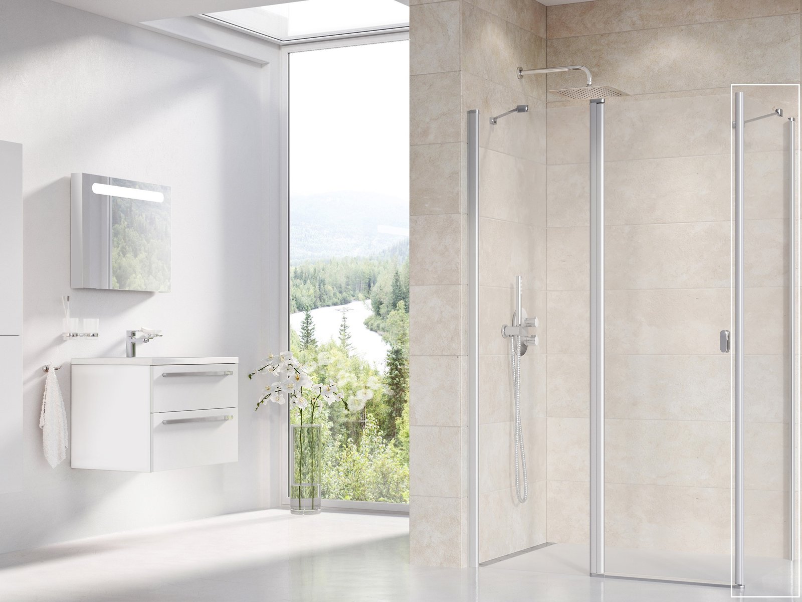 Ravak Chrome sprchová zástěna 80 cm saténová matný/průhledné sklo 9QV40U00Z1