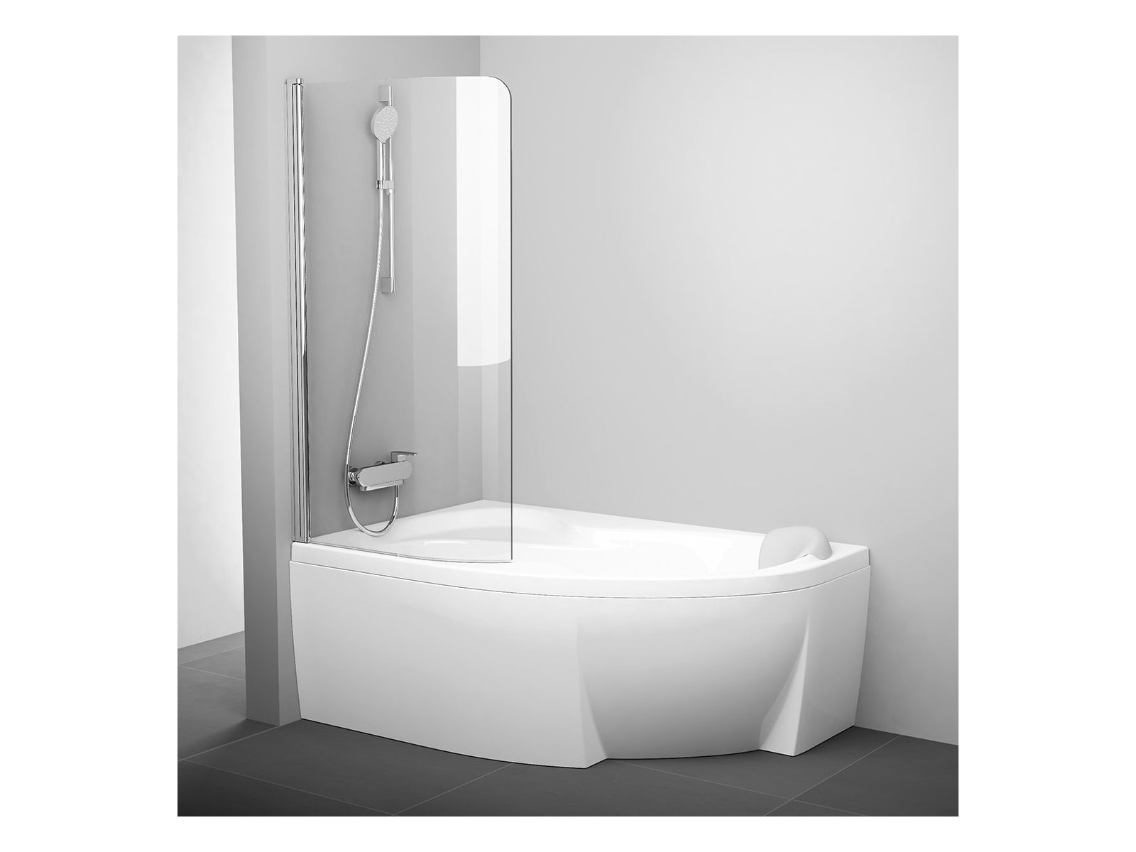 Ravak Rosa vanová zástěna 85 cm jednodílný hliník lesk/čiré sklo 7QLM0C00Y1