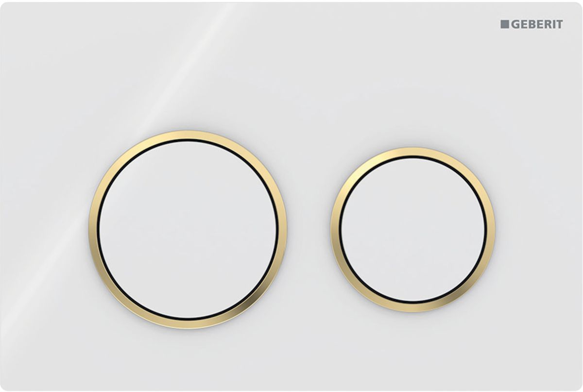 Geberit Omega20 splachovací tlačítko pro WC bílá-zlatá 115.085.KK.1