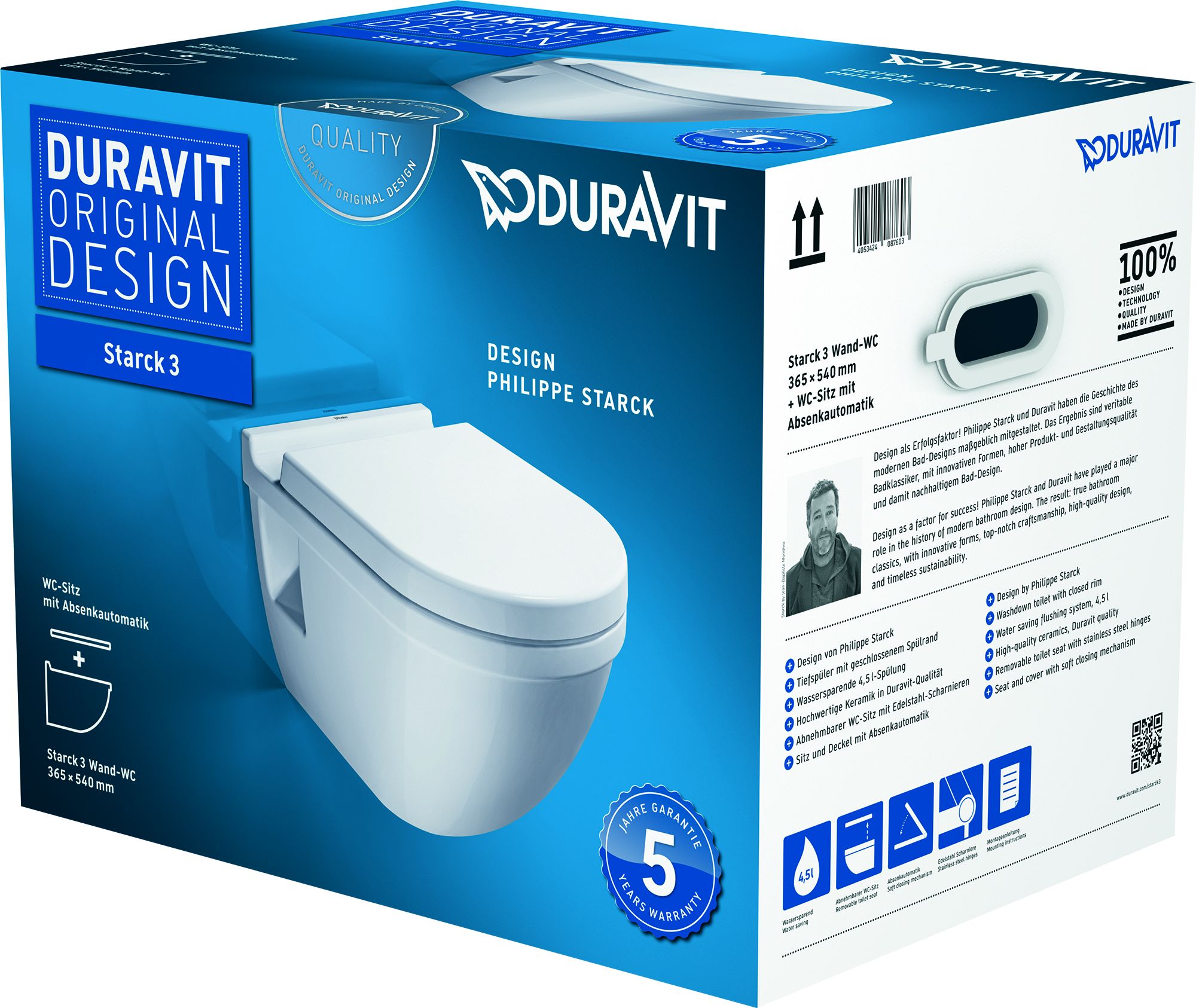 Duravit Starck 3 wc mísa se sedátkem s pomalým sklápěním závěsná bílá 42000900A1