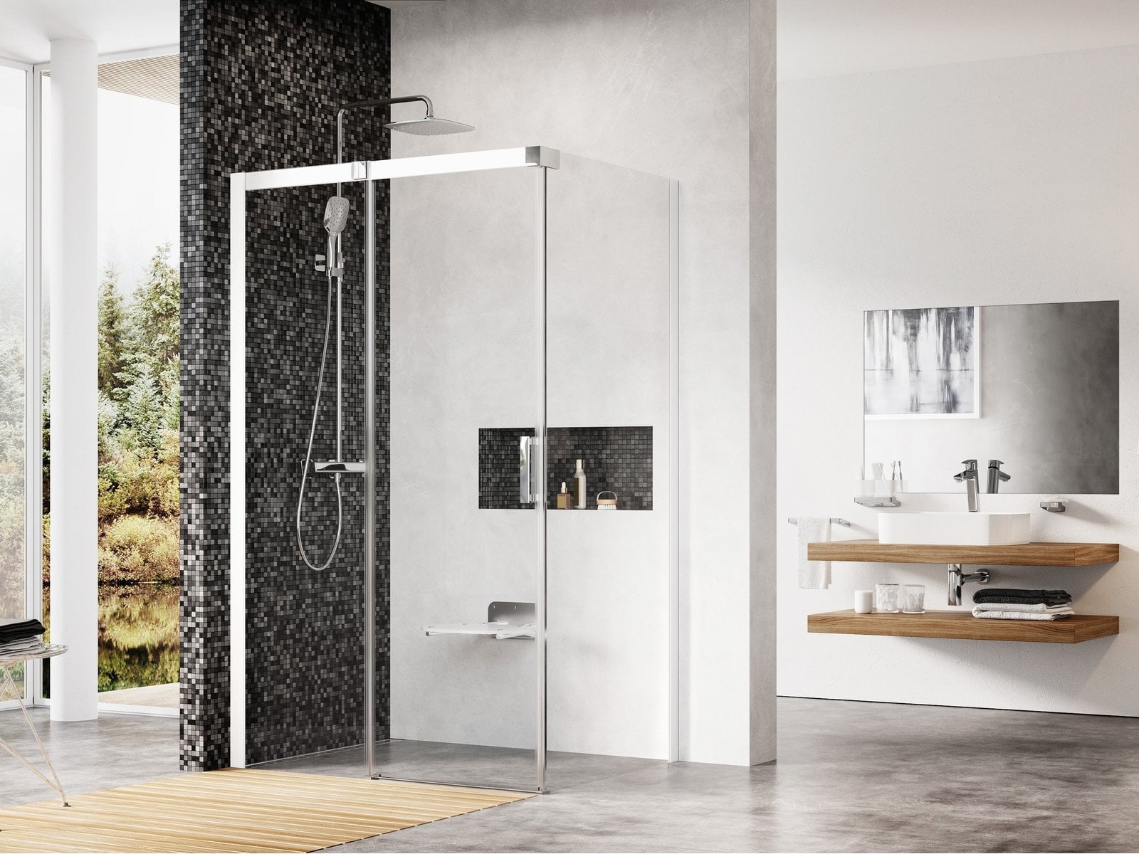 Ravak Matrix sprchový kout 110x80 cm obdélníkový bílá lesk/průhledné sklo 0WLD4100Z1