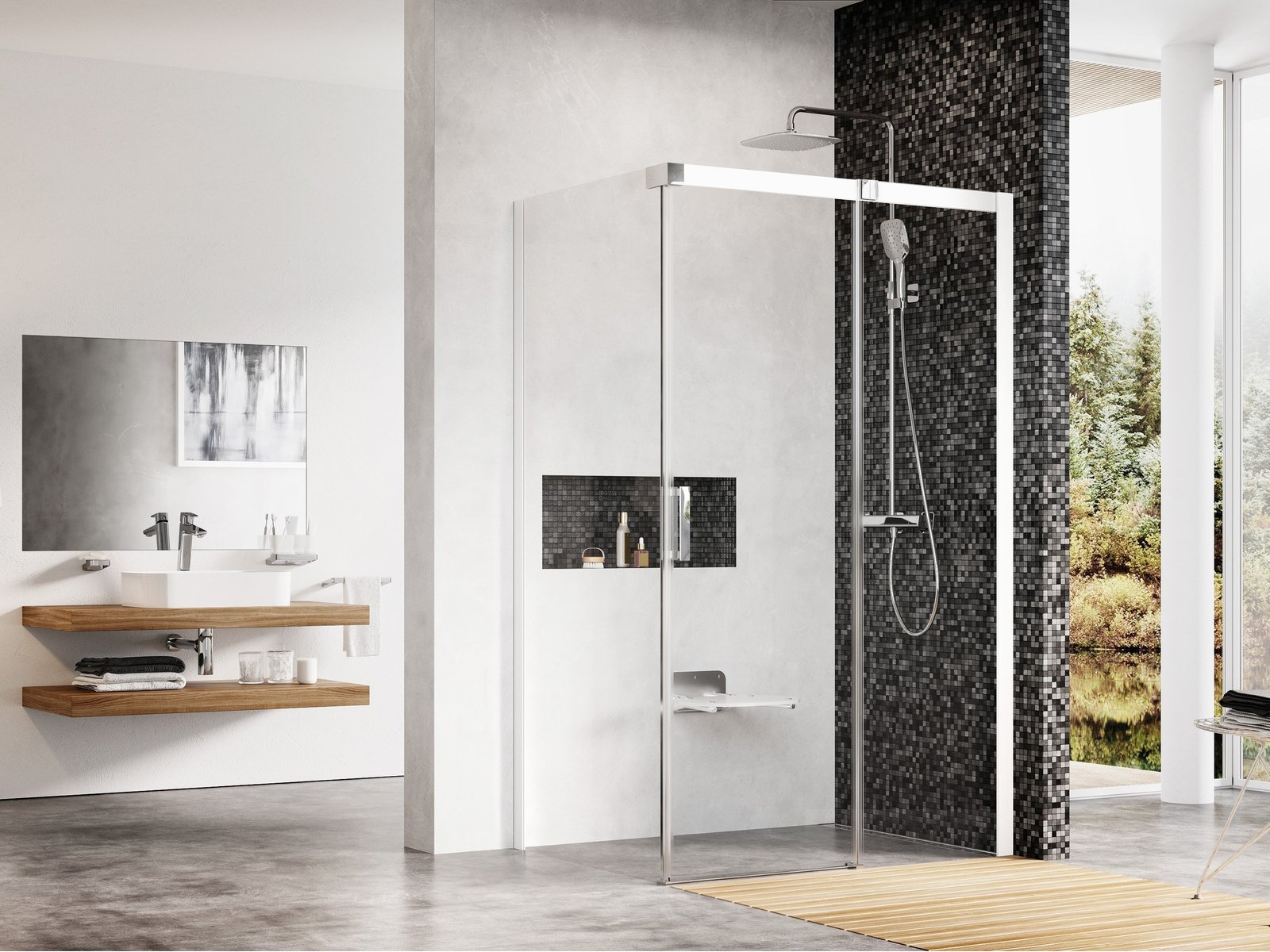 Ravak Matrix sprchový kout 110x80 cm obdélníkový hliník lesk/průhledné sklo 0WPD4C00Z1