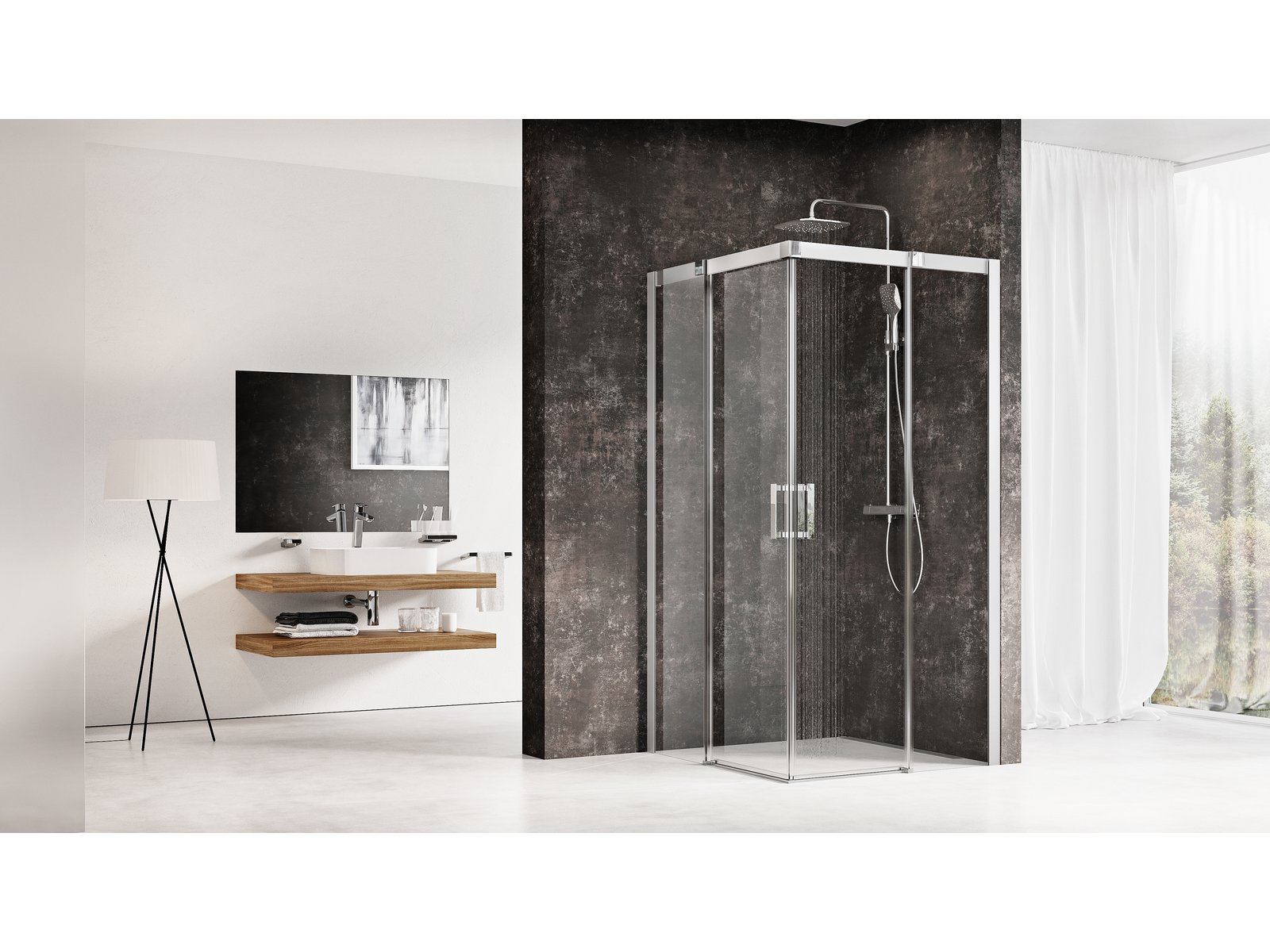 Ravak Matrix sprchový kout 80x80 cm čtvercový satén matný/průhledné sklo 1WV44U00Z1
