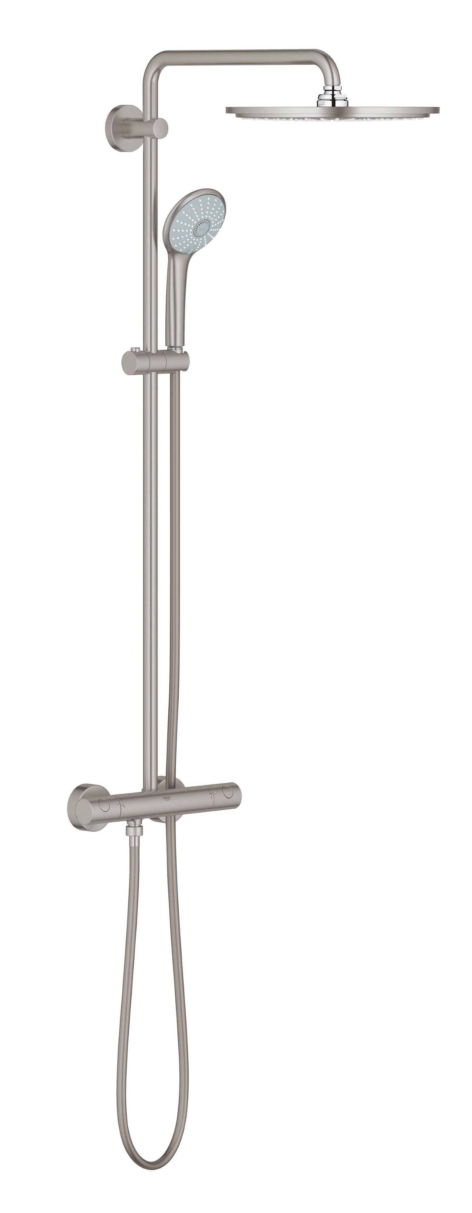 Grohe Euphoria sprchová sada na stěnu s termostatem s dešťovou sprchou SuperSteel 26075DC0