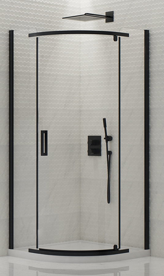 New Trendy New Komfort Black sprchový kout 90x90 cm půlkulatá černá matný/průhledné sklo K-0469