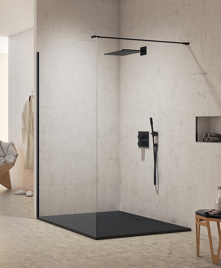 New Trendy New Modus Black sprchová zástěna walk-in 140 cm černá polomatný/průhledné sklo EXK-0063