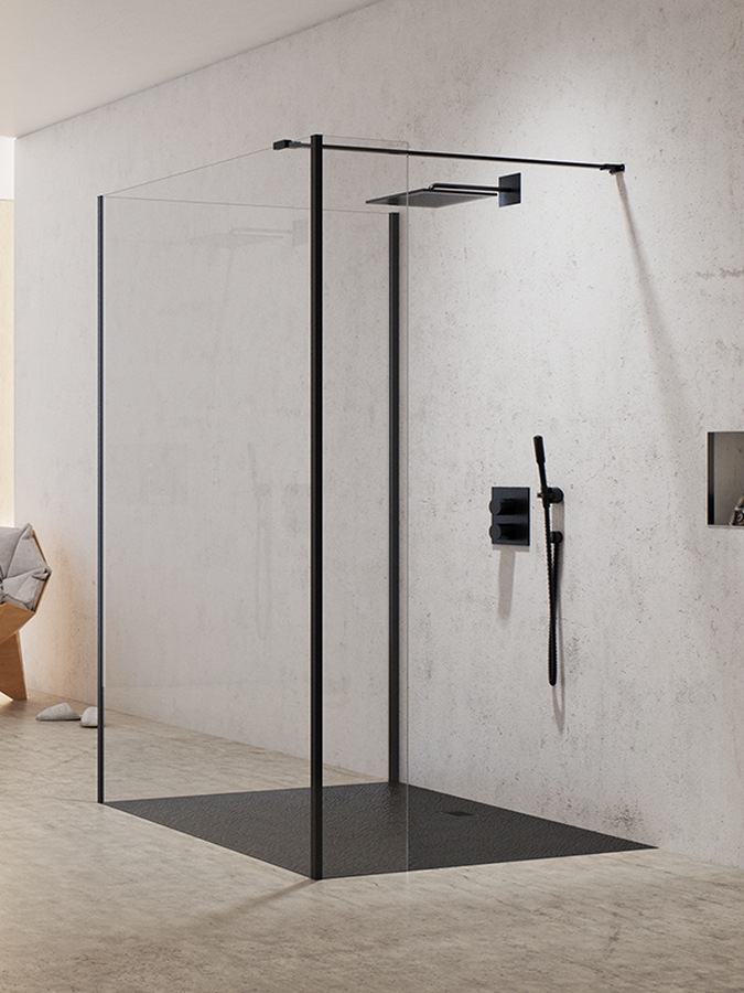 New Trendy New Modus Black sprchová zástěna walk-in 80 cm černá matný/průhledné sklo EXK-0078
