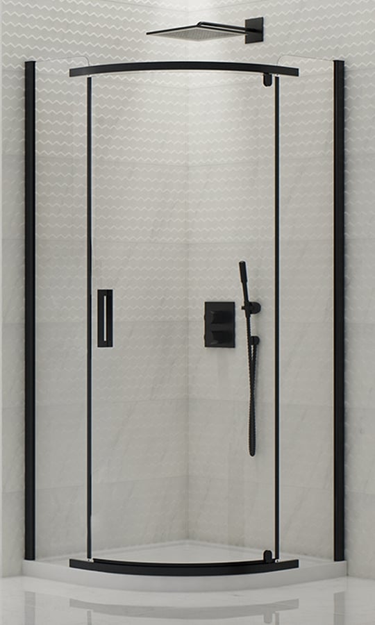 New Trendy New Komfort Black sprchový kout 80x80 cm půlkulatá černá matný/průhledné sklo K-0468
