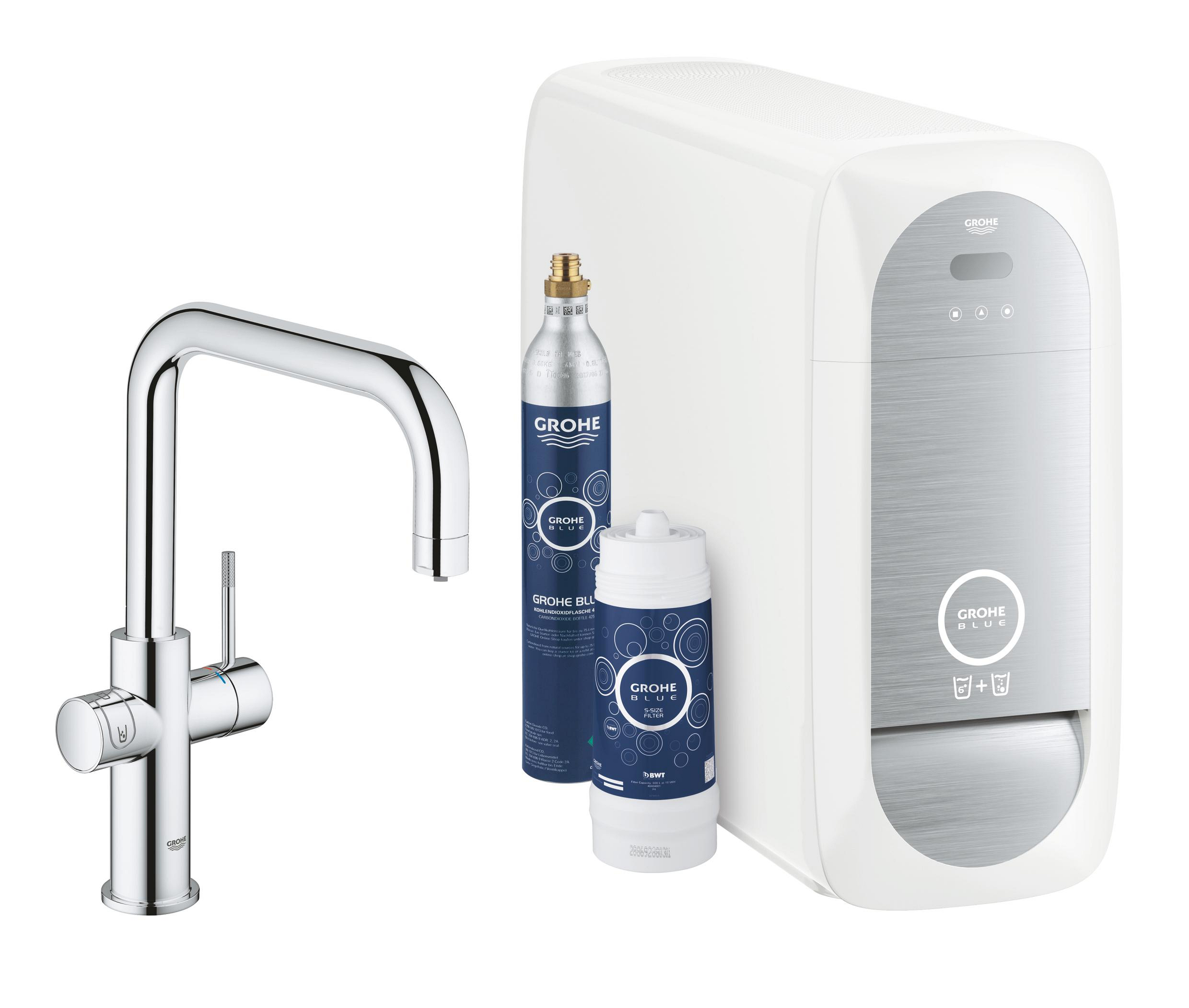 Grohe Blue startovací sada s kuchyňskou baterií stojící chrom 31456001