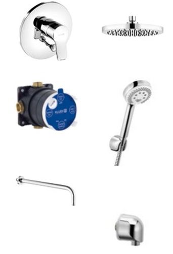 Sada vanová baterie Kludi Pure&Easy 376500565, hlavová sprcha Kludi A-QA 6651005-00, 88011, 6651405-00, 6803005-00, 6056305-00