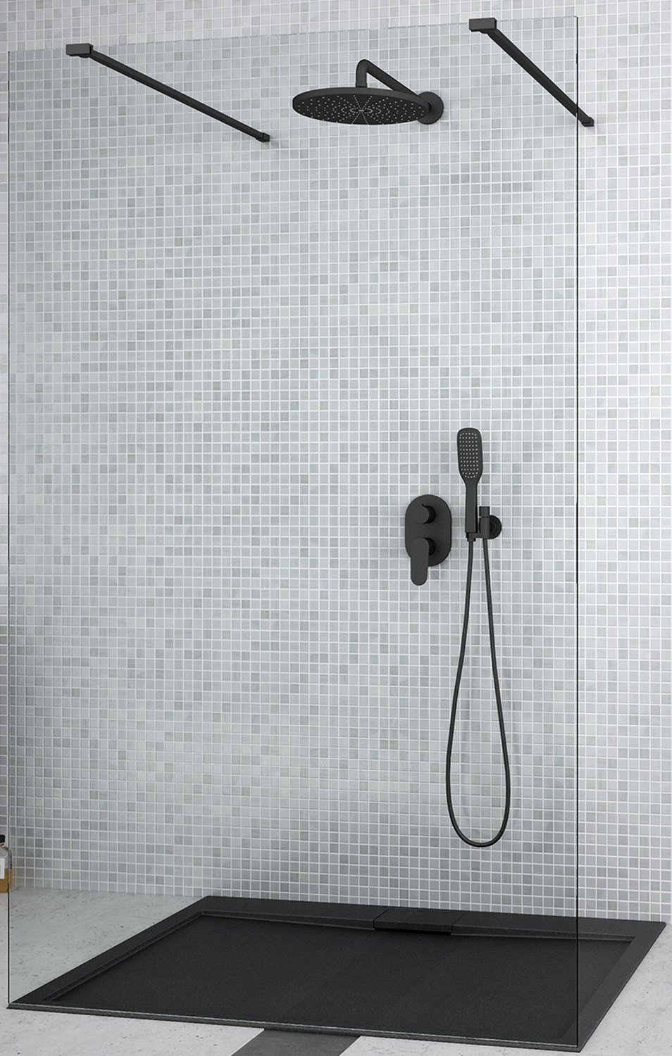 Besco Aveo sprchová zástěna 100 cm černá matný/průhledné sklo ADB-100-195C