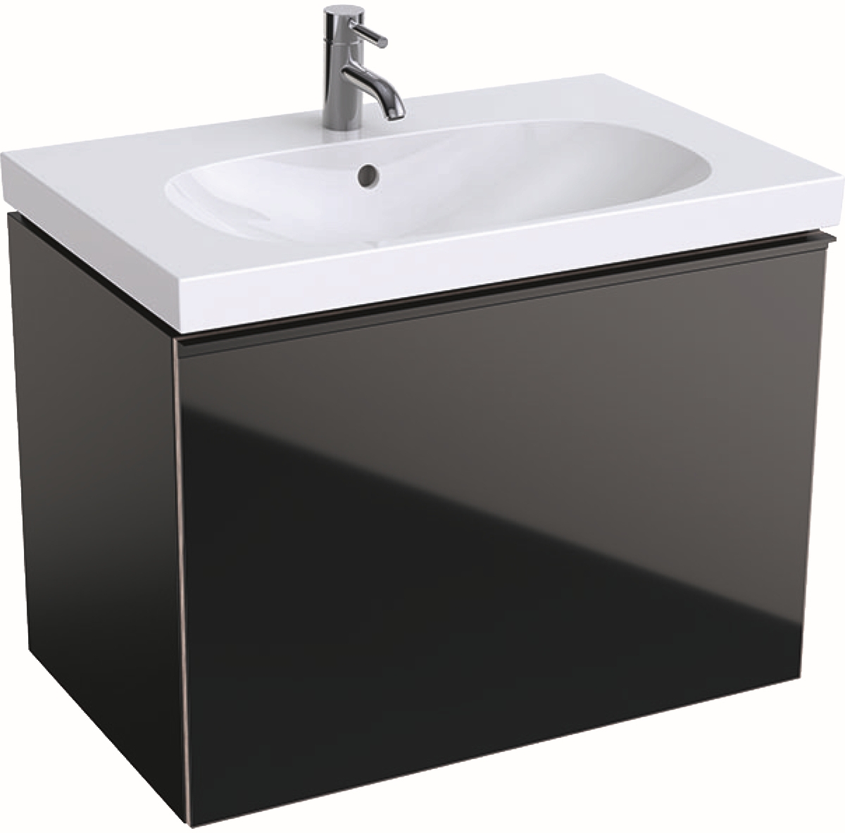 Geberit Acanto skříňka 74x47.5x53.5 cm závěsná pod umyvadlo černá 500.611.16.1