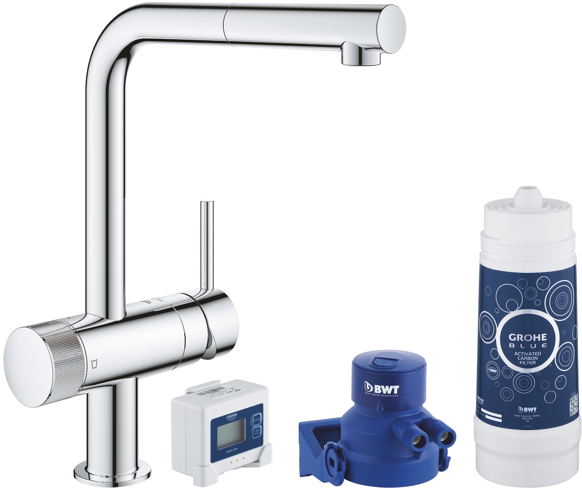 Grohe Blue startovací sada s kuchyňskou baterií stojící chrom 30382000