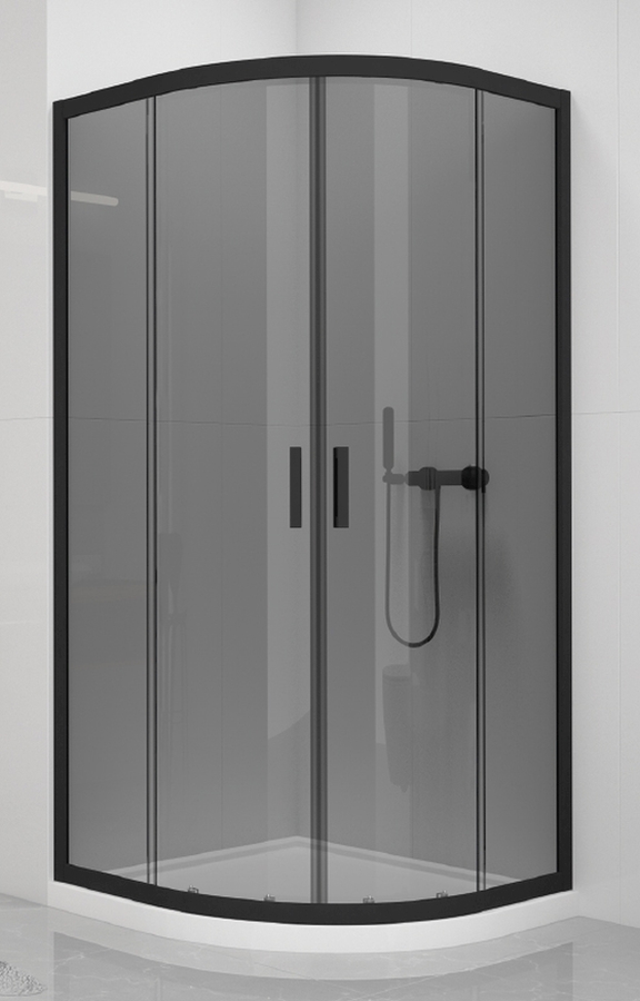 New Trendy New Varia Black sprchový kout 80x80 cm půlkulatá černá matný/průhledné sklo K-0565