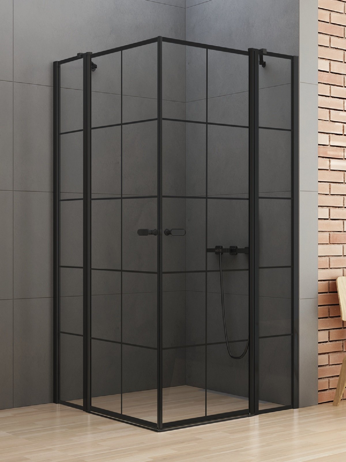 New Trendy New Soleo Black sprchový kout 90x90 cm čtvercový černá matný/vzorované sklo K-0580