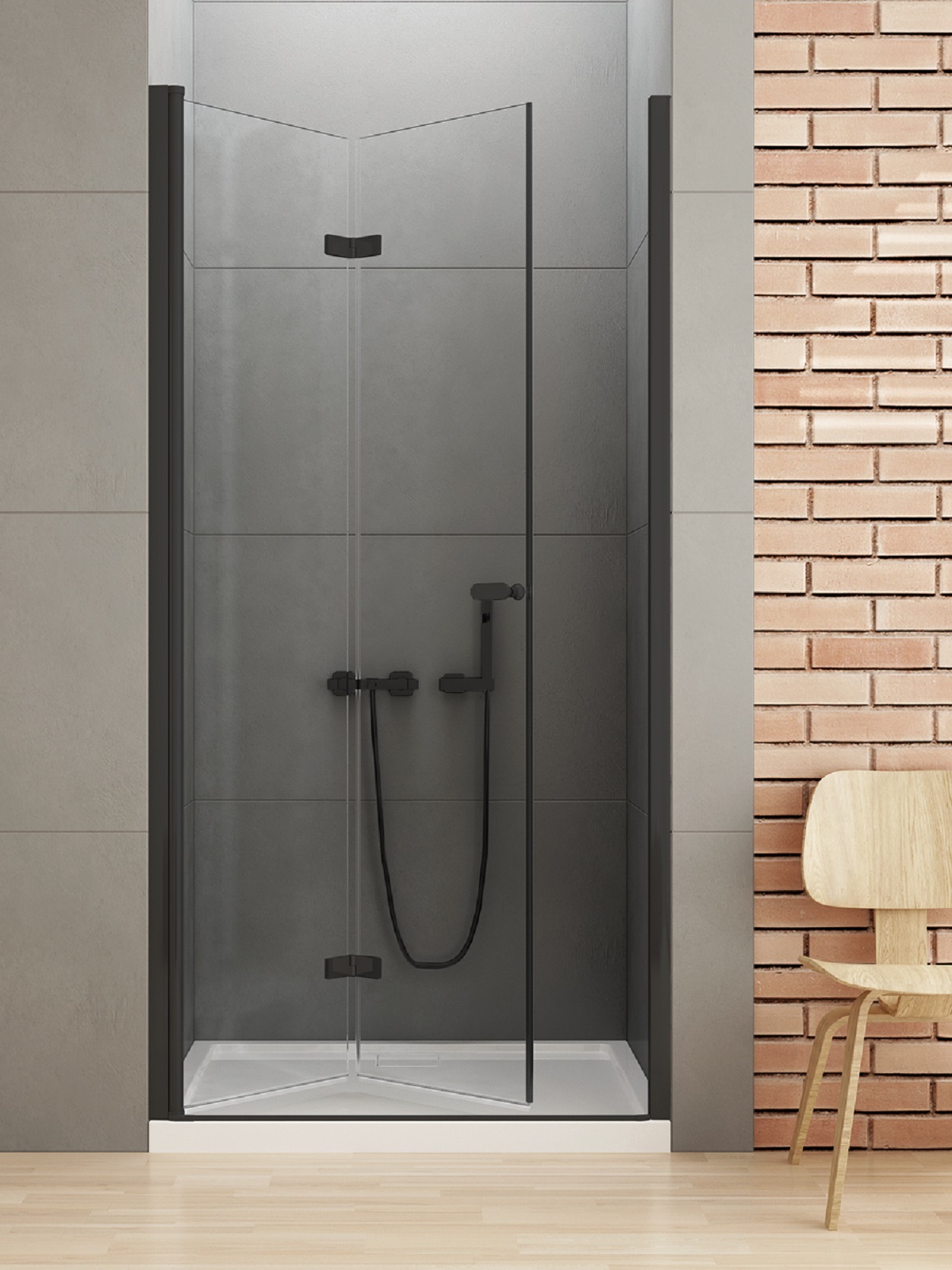 New Trendy New Soleo Black sprchové dveře 90 cm skládací černá matný/průhledné sklo D-0223A