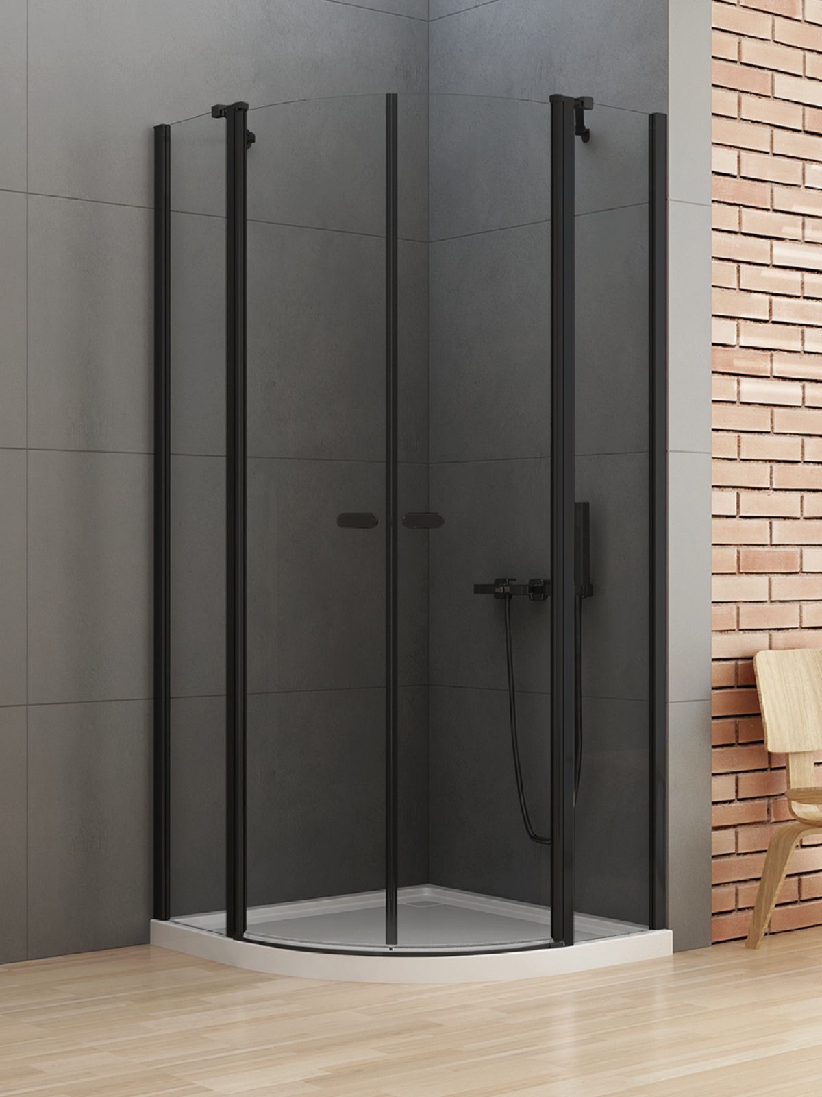 New Trendy New Soleo Black sprchový kout 90x90 cm půlkulatá černá matný/průhledné sklo K-0539