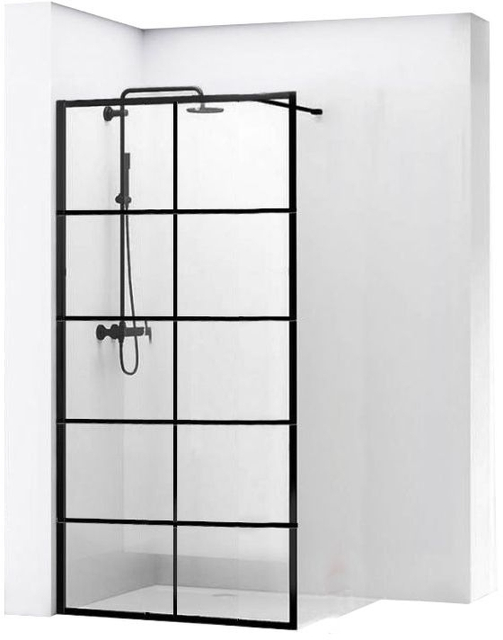 Rea Bler sprchová zástěna 80 cm černá polomatný/průhledné sklo REA-K7952