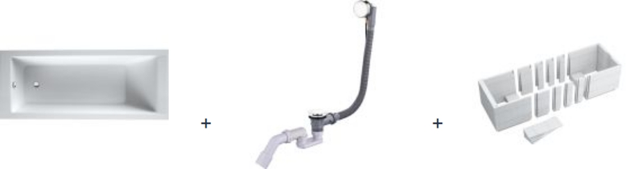 Sada obdélníková vana Oltens Langfoss 10004000, obklad vany Schedpol Stabilsound 1.028-LED, 03001100