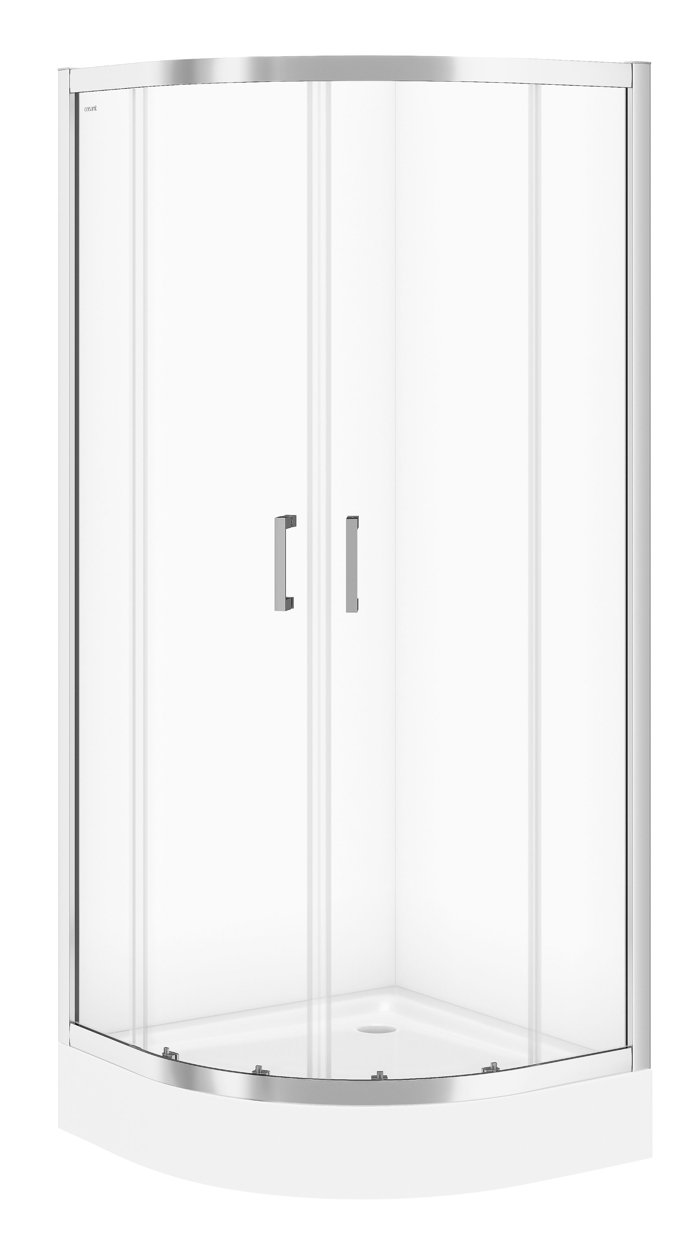 Cersanit Basic sprchový kout s vaničkou 80x80 cm půlkulatá chrom lesk/průhledné sklo S601-117