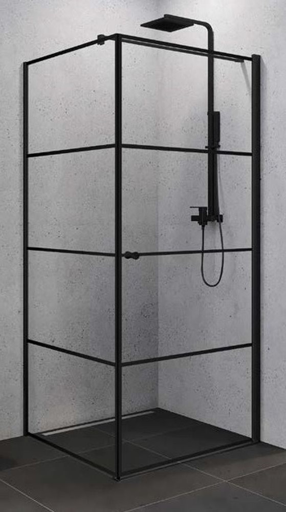 New Trendy Superia Black sprchový kout 90x90 cm čtvercový černá matný/vzorované sklo K-0604