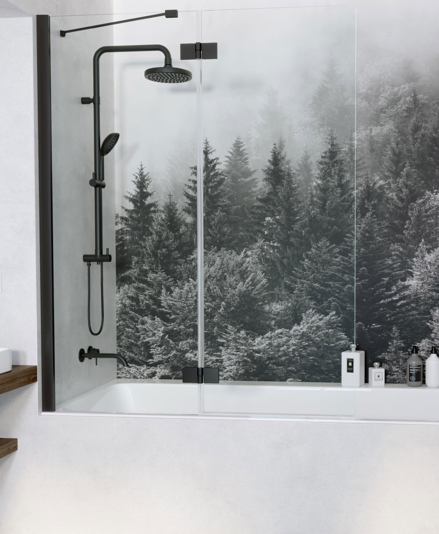 Radaway Essenza New Black PND vanová zástěna 120 cm dvoudílný 100021205401L