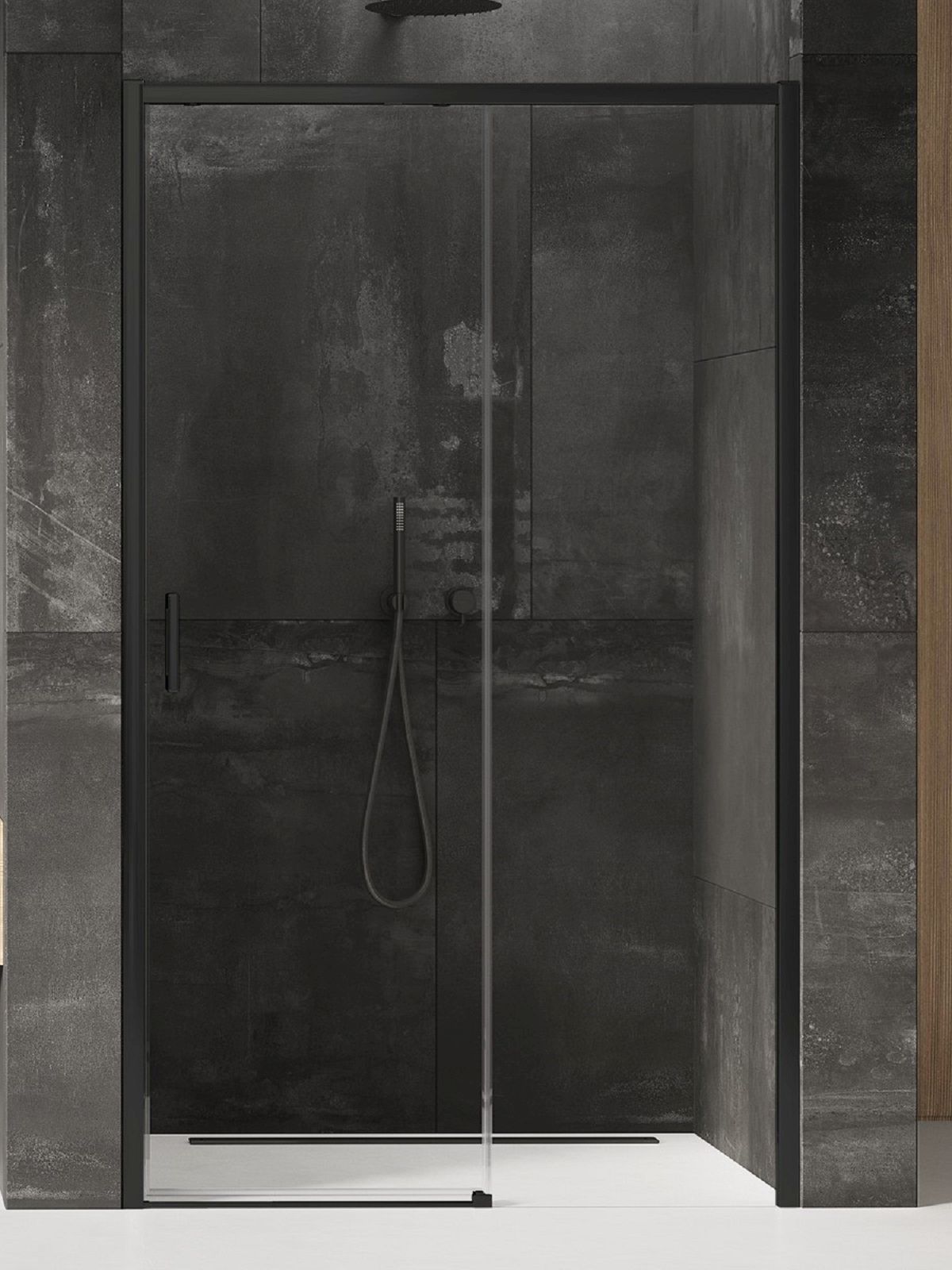 New Trendy Prime Black sprchové dveře 100 cm posuvné černá matný/průhledné sklo D-0317A