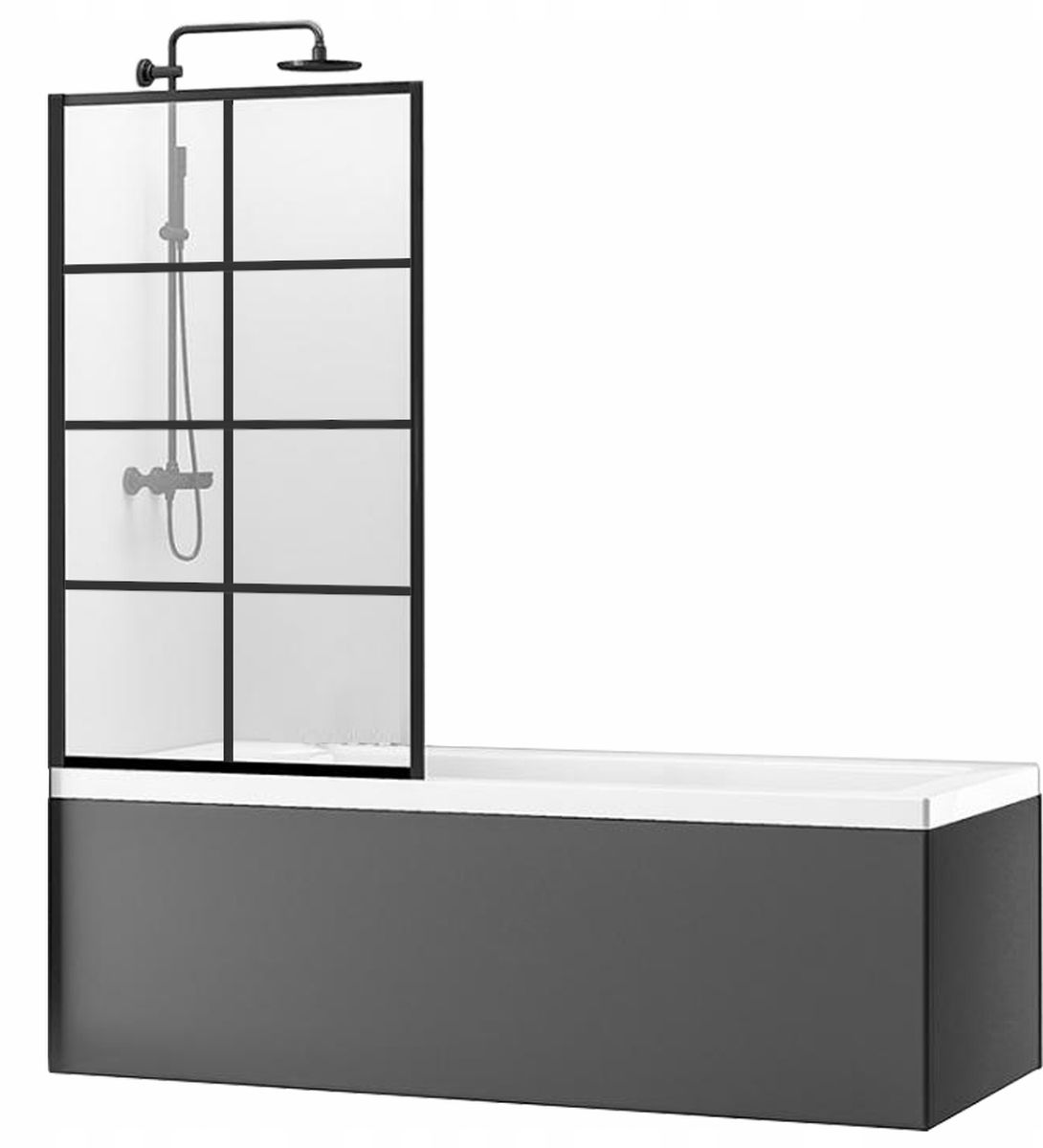 Rea Lagos vanová zástěna 80 cm jednodílný černá matný/čiré sklo REA-K4561