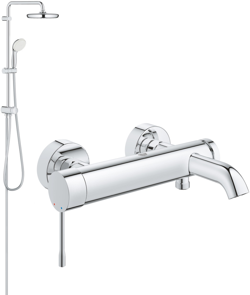 Sada sprchová sada Grohe New Tempesta 26381001, vanová baterie Grohe Essence 33624001