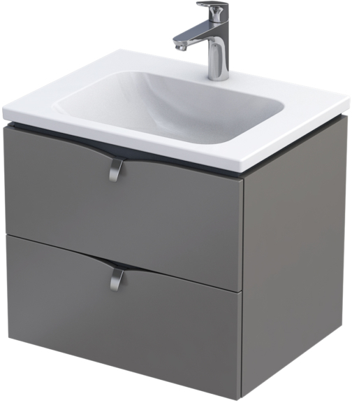 Oristo Siena skříňka 59.6x45.5x50 cm pod umyvadlo závěsná šedá OR45-SD2S-60-12