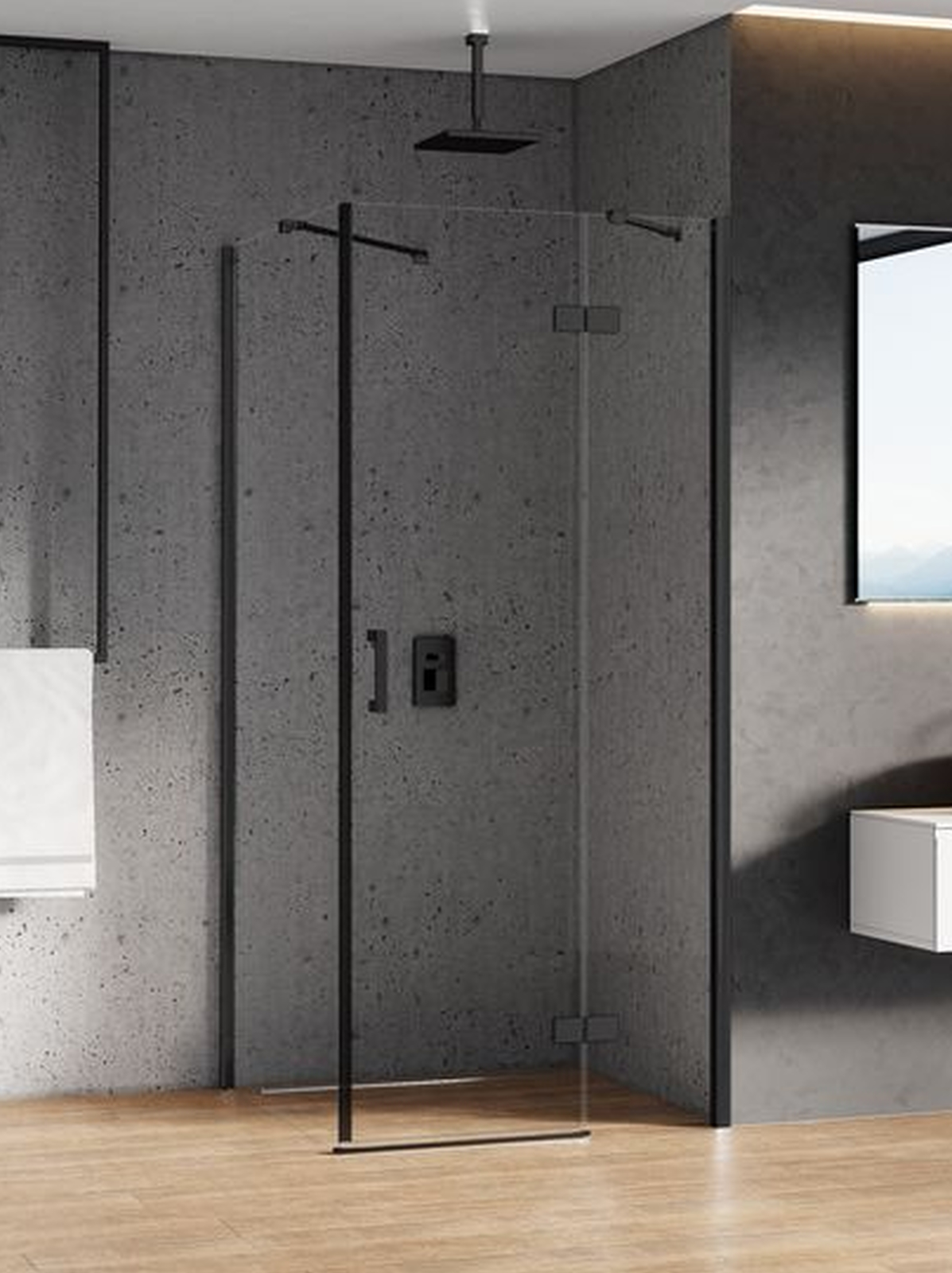 New Trendy New Renoma Black sprchový kout 100x80 cm obdélníkový černá matný/průhledné sklo D-0202A/D-0112B