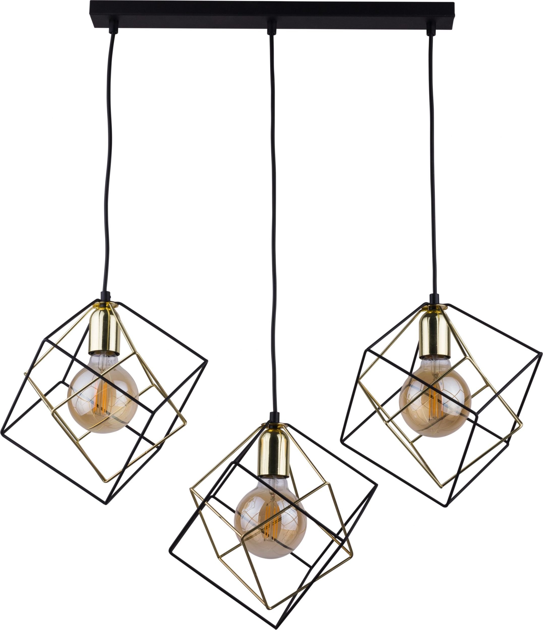 TK Lighting Alambre závěsné svítidlo 3x60 W černá-zlatá 2699