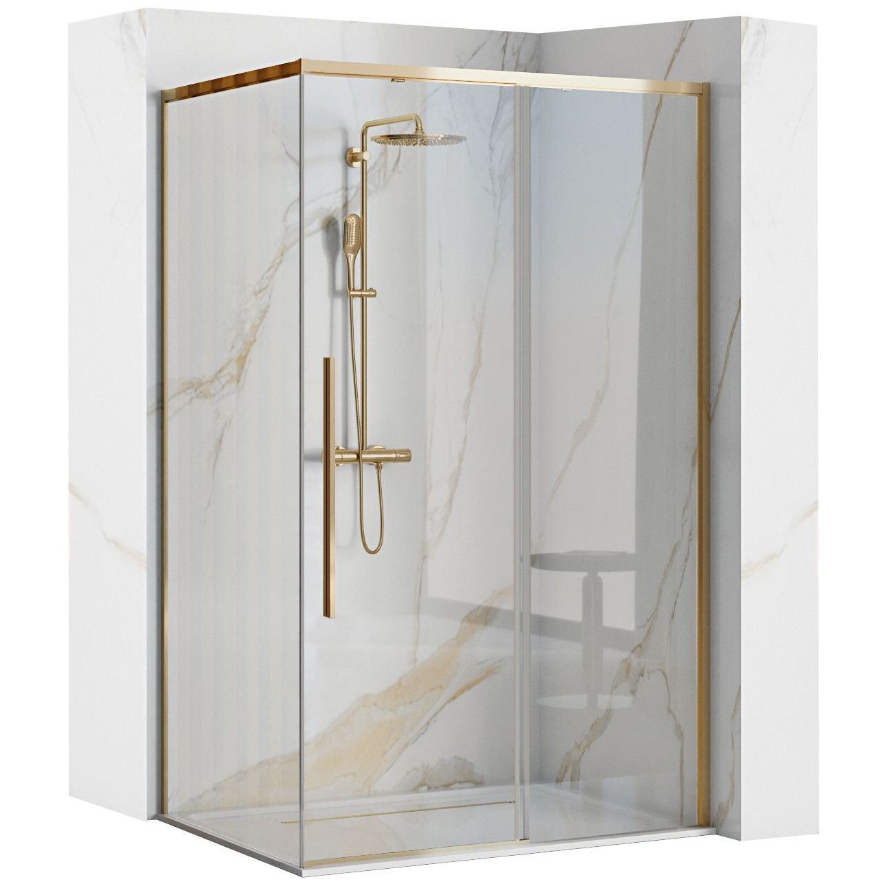 Rea Solar Gold sprchový kout 100x80 cm obdélníkový zlatá lesk/průhledné sklo REA-K4901