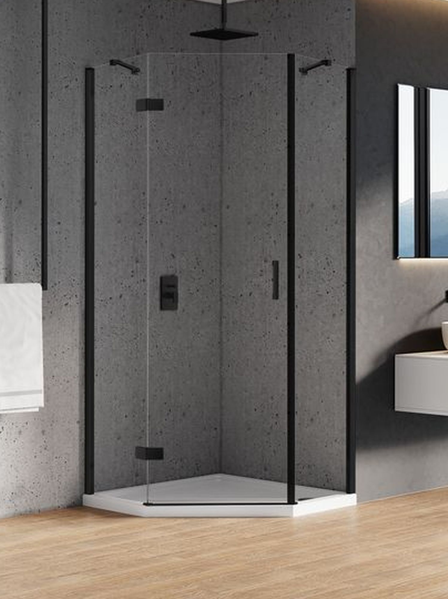 New Trendy New Azura Black sprchový kout 80x80 cm černá matný/průhledné sklo K-0665