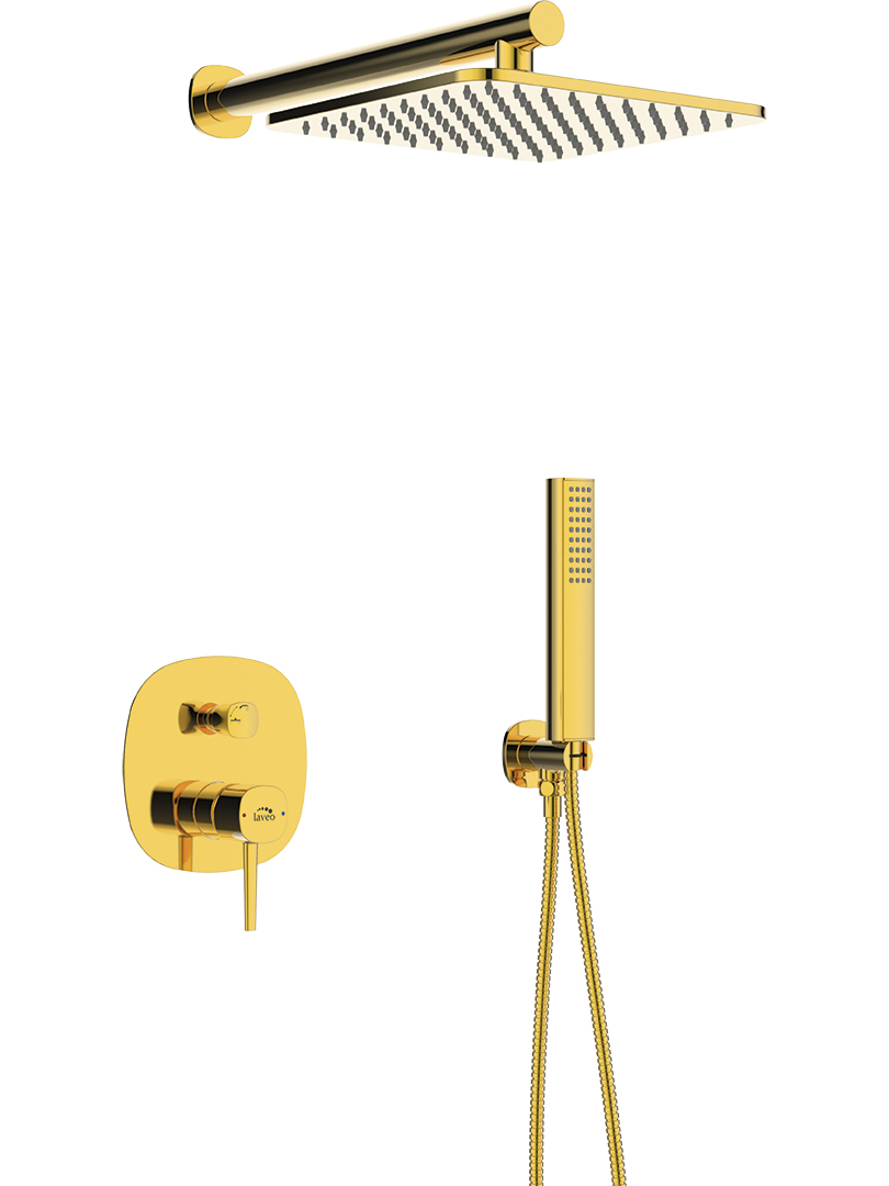 Laveo Pola sprchová sada pod omítku s dešťovou sprchou zlatá BAPG01P