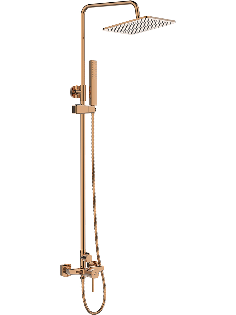 Laveo Pola sprchová sada na stěnu s dešťovou sprchou zlatá PLA80KX