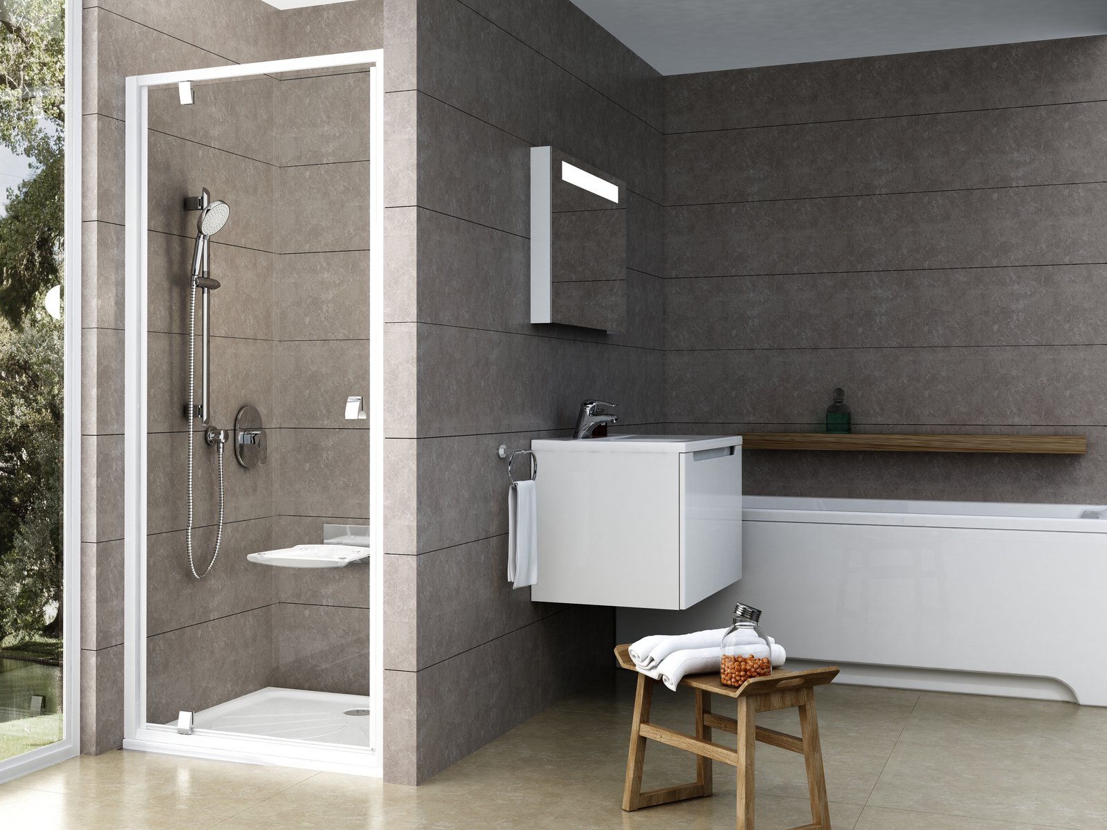 Ravak Pivot sprchové dveře 90 cm sklopné chrom lesk/průhledné sklo 03G70100Z1