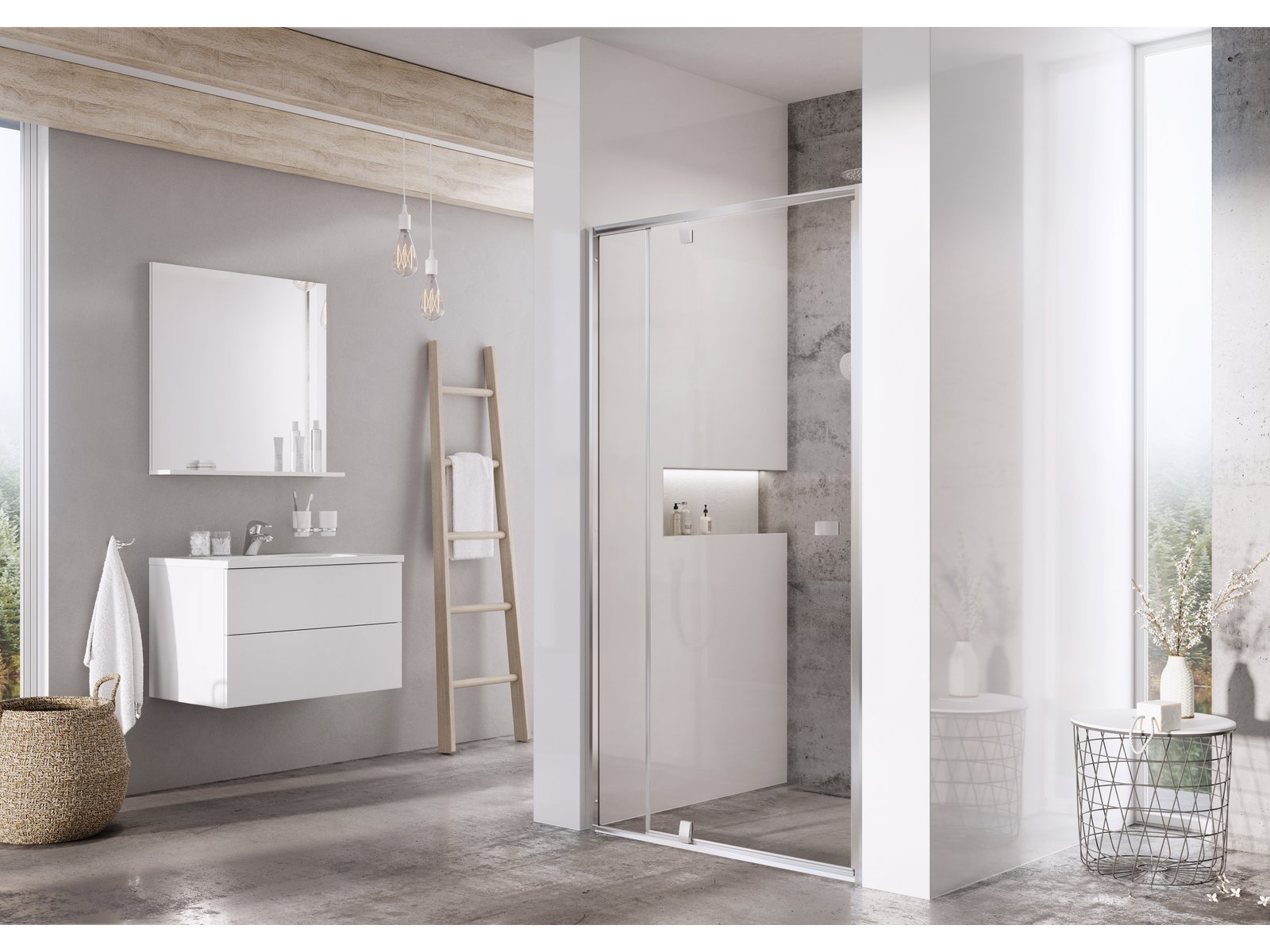 Ravak Pivot sprchové dveře 120 cm sklopné satén matný/průhledné sklo 03GG0U00Z1