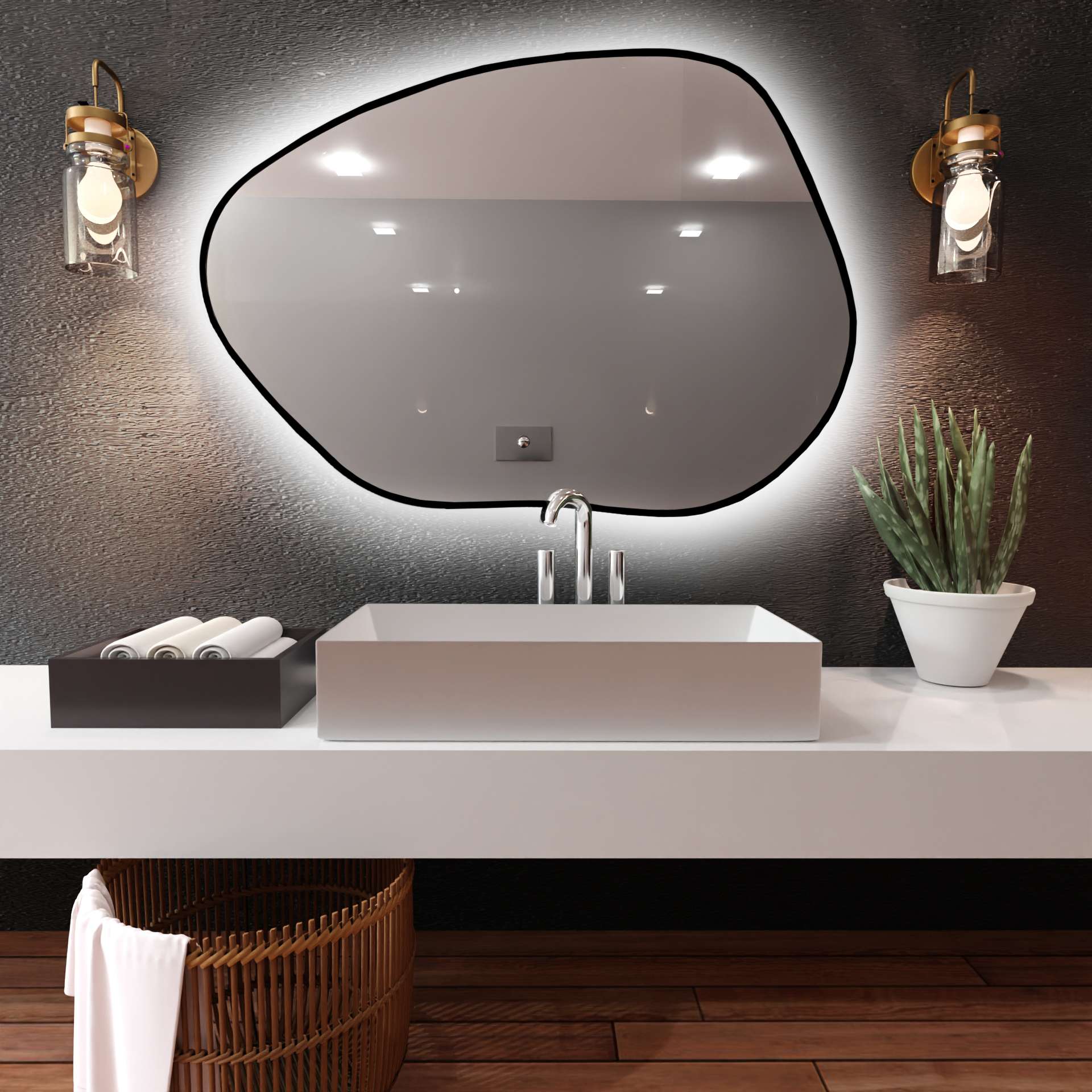 Smartwoods Tiny Borderbright zrcadlo 70x50 cm s osvětlením černá 5904107900896