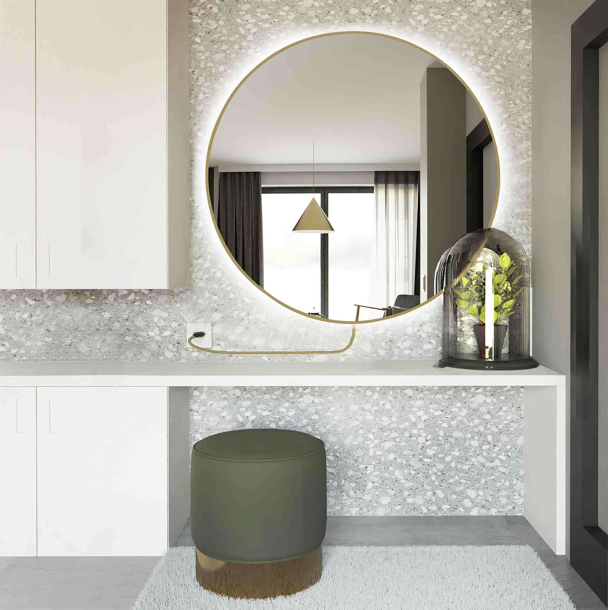 Baltica Design Electra zrcadlo 50x50 cm kulatý s osvětlením zlatá 5904107903590