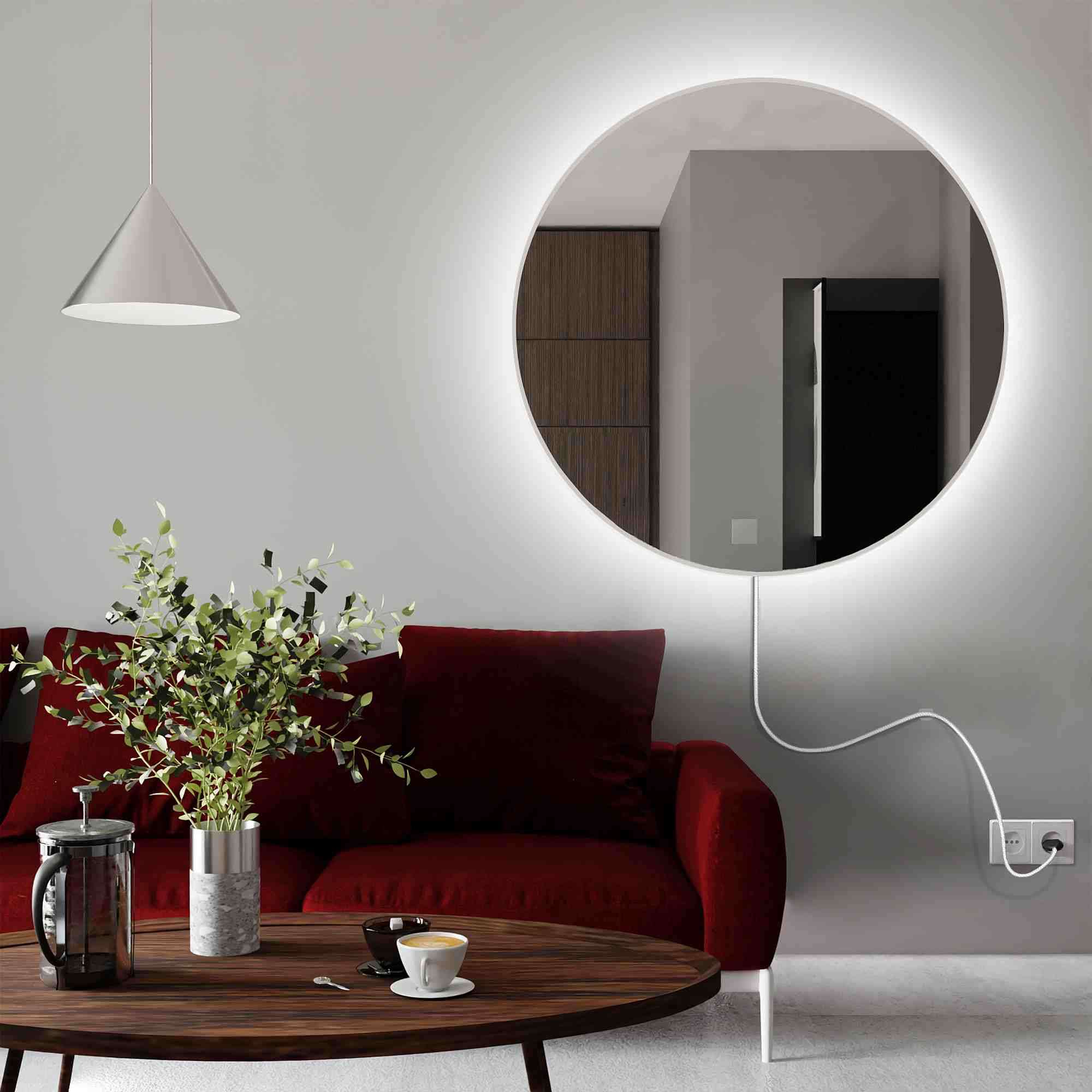 Baltica Design Electra zrcadlo 70x70 cm kulatý s osvětlením bílá 5904107903743