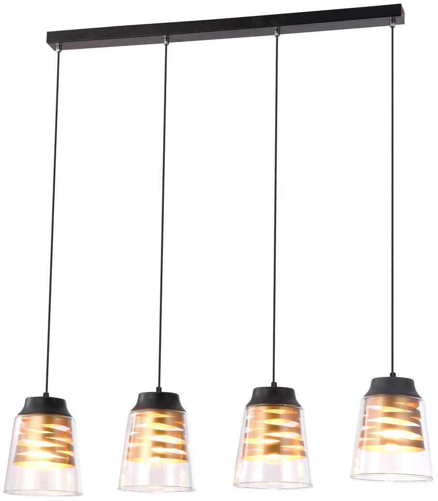 Rabalux Zenaida závěsné svítidlo 4x60 W černá-průhledná-zlatá 3544