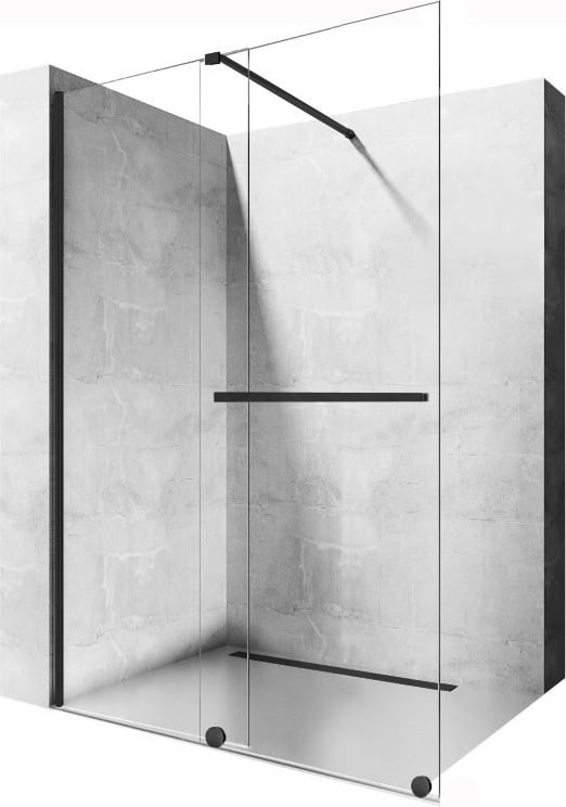 Rea Cortis Black sprchová zástěna walk-in 120 cm černá polomatný/průhledné sklo REA-K8880