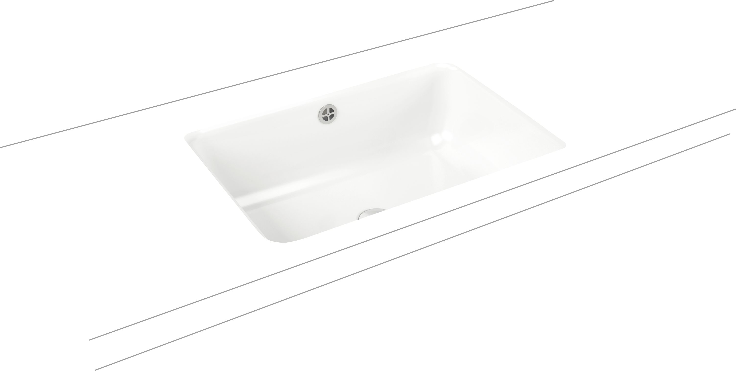 Kaldewei Cayono umyvadlo 59.6x42.6 cm obdélníkový pod pult bílá lesk 913706000001