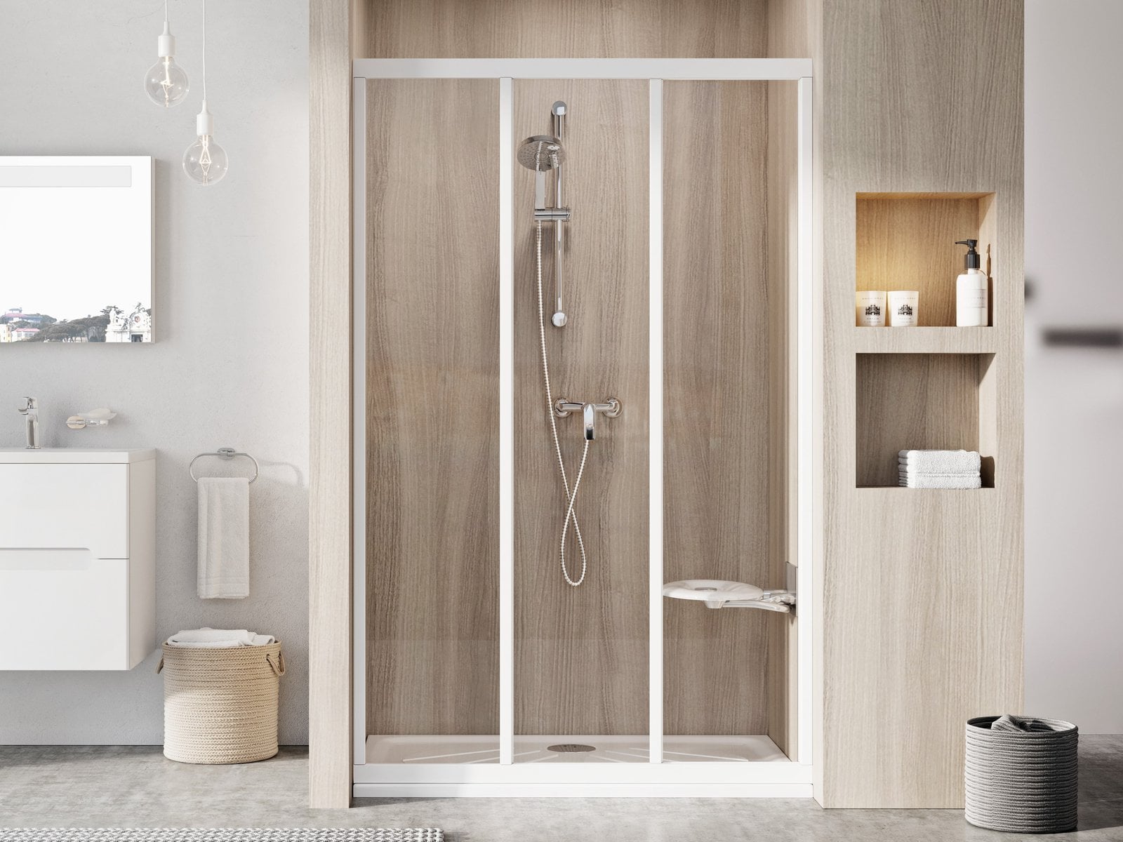 Ravak Supernova sprchové dveře 90 cm posuvné bílá lesk/průhledné sklo 00V701R2Z1